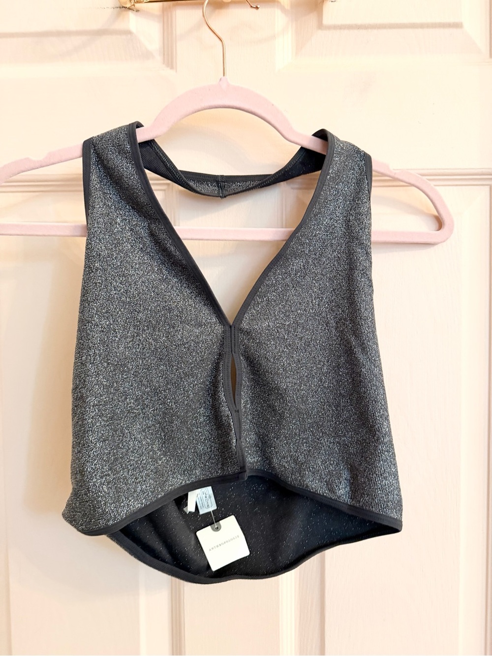 NWT Anthropologie stretchy silver halter top